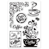 Globleland PVC Plastic Stamps, for DIY Scrapbooking, Photo Album Decorative, Cards Making, Stamp Sheets, Coffee Pattern, 160x110x3mm