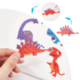 Globleland DIY Diamond Painting Stickers Kits For Kids, with Diamond Painting Stickers, Rhinestones, Diamond Sticky Pen, Tray Plate and Glue Clay, Dinosaur, Mixed Color