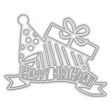 GLOBLELAND Happy Birthday Cutting Dies Metal Birthday Hat Die Cuts for DIY Making Paper Card Craft Decoration Supplies, Matte Platinum