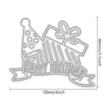 GLOBLELAND Happy Birthday Cutting Dies Metal Birthday Hat Die Cuts for DIY Making Paper Card Craft Decoration Supplies, Matte Platinum