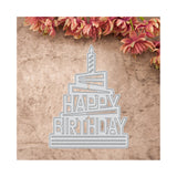 GLOBLELAND Birthday Cake Cutting Dies Metal Happy Birthday Die Cuts for DIY Making Paper Card Craft Decoration Supplies, Matte Platinum