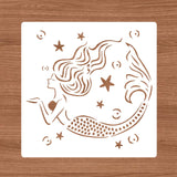 Globleland Plastic Reusable Drawing Painting Stencils Templates, for Painting on Scrapbook Fabric Tiles Floor Furniture Wood, Square, Mermaid Pattern, 300x300mm