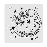 Globleland Plastic Reusable Drawing Painting Stencils Templates, for Painting on Scrapbook Fabric Tiles Floor Furniture Wood, Square, Mermaid Pattern, 300x300mm