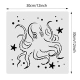Globleland Plastic Drawing Painting Stencils Templates, Square,  Octopus Pattern, 300x300mm