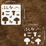 Globleland Plastic Reusable Drawing Painting Stencils Templates, for Painting on Scrapbook Fabric Tiles Floor Furniture Wood, Square, Mushroom Pattern, 300x300mm