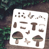 Globleland Plastic Reusable Drawing Painting Stencils Templates, for Painting on Scrapbook Fabric Tiles Floor Furniture Wood, Square, Mushroom Pattern, 300x300mm