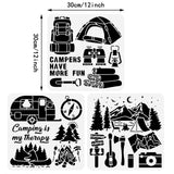 Globleland Plastic Drawing Painting Stencils Templates Sets, Square, Camping Themed Pattern, 30x30cm, 3 style/set