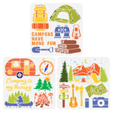 Globleland Plastic Drawing Painting Stencils Templates Sets, Square, Camping Themed Pattern, 30x30cm, 3 style/set