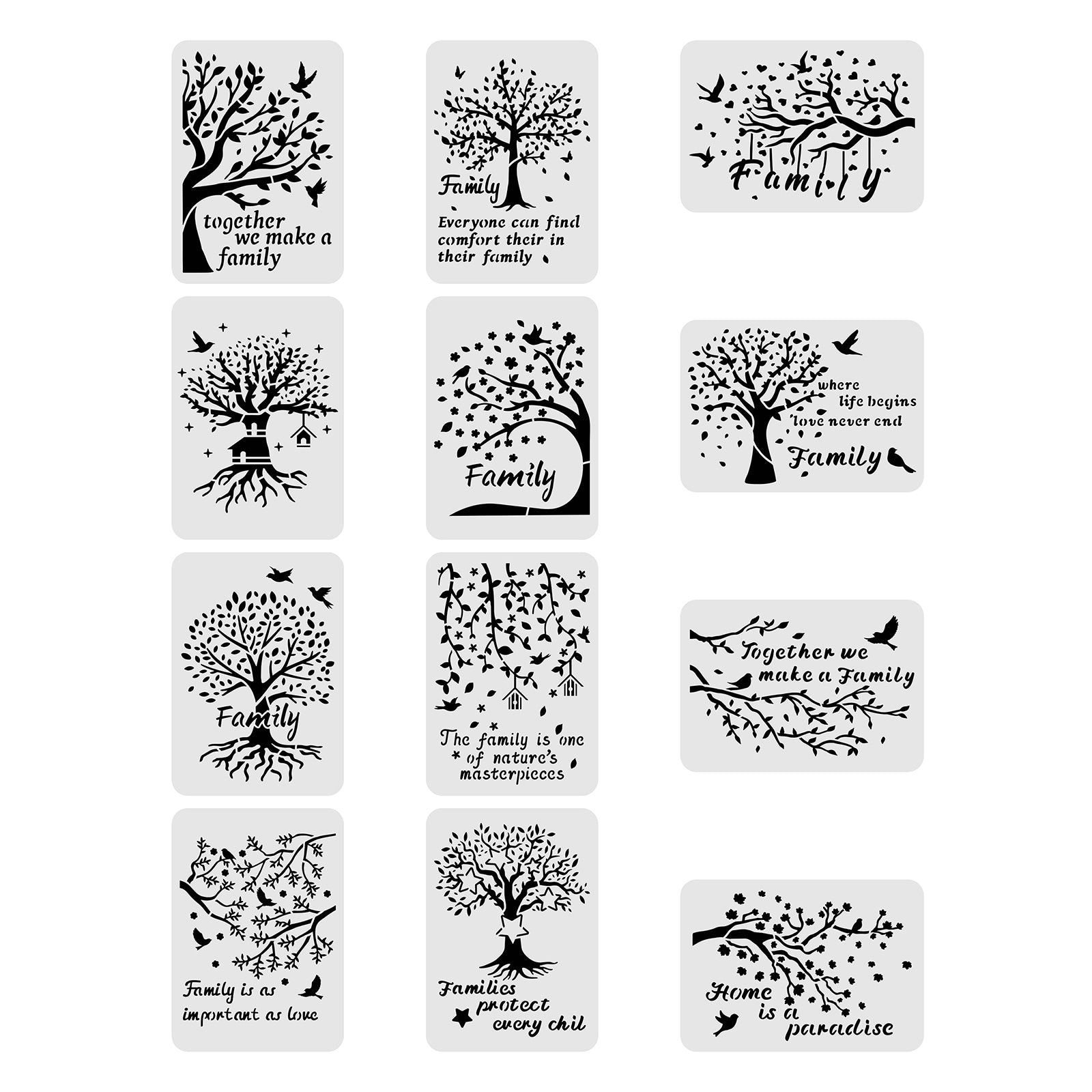 Globleland Plastic Reusable Drawing Painting Stencils Templates, for Painting on Scrapbook Paper Wall Fabric Floor Furniture Wood, Square, Bear Pattern, 300x300mm