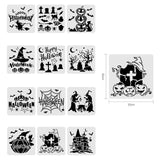 Globleland Plastic Drawing Painting Stencils Templates Sets, Halloween Themed Pattern, 30x30cm, 12pcs/set