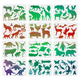 Globleland Plastic Drawing Painting Stencils Templates Sets, Animal Pattern, 21x29.7cm, 12pcs/set