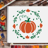 Globleland Large Plastic Reusable Drawing Painting Stencils Templates, for Painting on Scrapbook Fabric Tiles Floor Furniture Wood, Square, Halloween Themed Pattern, 300x300mm