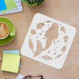 Globleland Plastic Reusable Drawing Painting Stencils Templates, for Painting on Scrapbook Paper Wall Fabric Floor Furniture Wood, Square, Leaf Pattern, 300x300mm