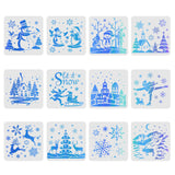 Globleland Plastic Drawing Painting Stencils Templates Sets, Christmas Themed Pattern, 30x30cm, 12pcs/set