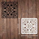 Globleland Large Plastic Reusable Drawing Painting Stencils Templates, for Painting on Scrapbook Fabric Tiles Floor Furniture Wood, Square, Palm Pattern, 300x300mm