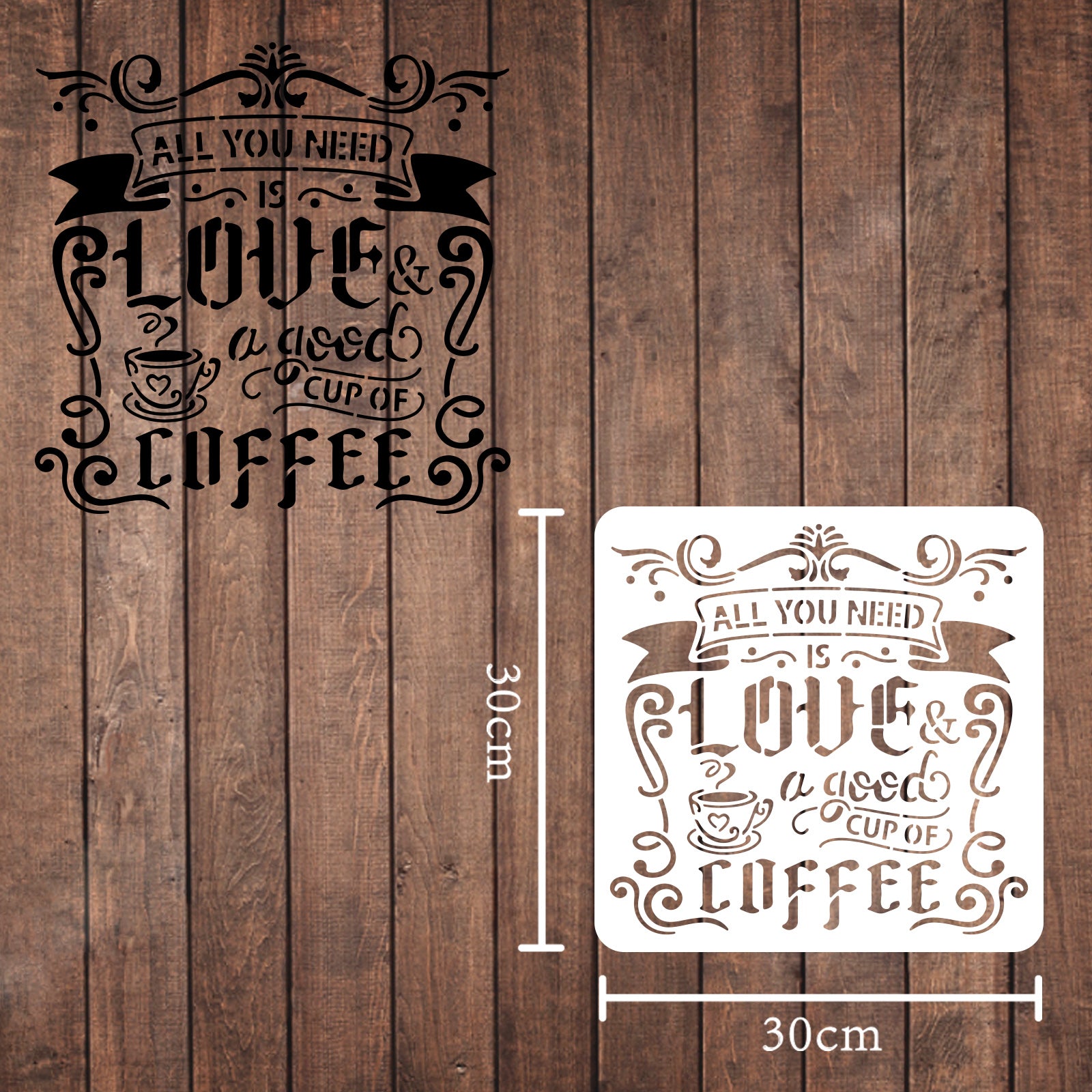 Globleland Large Plastic Reusable Drawing Painting Stencils Templates, for Painting on Scrapbook Fabric Tiles Floor Furniture Wood, Square, Planet Pattern, 300x300mm