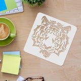 Globleland Large Plastic Reusable Drawing Painting Stencils Templates, for Painting on Scrapbook Fabric Tiles Floor Furniture Wood, Square, Wolf Pattern, 300x300mm