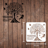 Globleland Plastic Reusable Drawing Painting Stencils Templates, for Painting on Scrapbook Paper Wall Fabric Floor Furniture Wood, Square, Tree Pattern, 300x300mm