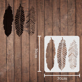 Globleland Plastic Reusable Drawing Painting Stencils Templates, for Painting on Scrapbook Paper Wall Fabric Floor Furniture Wood, Square, Feather Pattern, 300x300mm