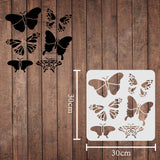 Globleland Plastic Reusable Drawing Painting Stencils Templates, for Painting on Scrapbook Paper Wall Fabric Floor Furniture Wood, Square, Butterfly Farm, 300x300mm