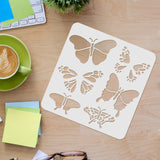 Globleland Plastic Reusable Drawing Painting Stencils Templates, for Painting on Scrapbook Paper Wall Fabric Floor Furniture Wood, Square, Butterfly Farm, 300x300mm
