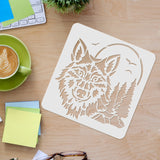 Globleland Plastic Reusable Drawing Painting Stencils Templates, for Painting on Scrapbook Paper Wall Fabric Floor Furniture Wood, Square, Fox Pattern, 300x300mm