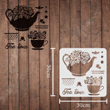 Globleland Plastic Reusable Drawing Painting Stencils Templates, for Painting on Scrapbook Paper Wall Fabric Floor Furniture Wood, Square, Rose Pattern, 300x300mm