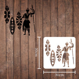 Globleland Plastic Reusable Drawing Painting Stencils Templates, for Painting on Scrapbook Paper Wall Fabric Floor Furniture Wood, Square, African Tribe Pattern, 300x300mm