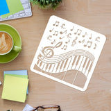 Globleland Plastic Reusable Drawing Painting Stencils Templates, for Painting on Scrapbook Paper Wall Fabric Floor Furniture Wood, Square, Musical Note Pattern, 300x300mm