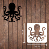 Globleland Plastic Reusable Drawing Painting Stencils Templates, for Painting on Scrapbook Paper Wall Fabric Floor Furniture Wood, Square, Octopus Pattern, 300x300mm