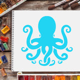 Globleland Plastic Reusable Drawing Painting Stencils Templates, for Painting on Scrapbook Paper Wall Fabric Floor Furniture Wood, Square, Octopus Pattern, 300x300mm