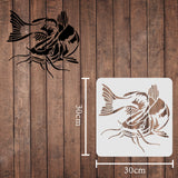 Globleland Plastic Reusable Drawing Painting Stencils Templates, for Painting on Scrapbook Paper Wall Fabric Floor Furniture Wood, Square, Fish Pattern, 300x300mm