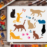 Globleland Plastic Reusable Drawing Painting Stencils Templates, for Painting on Scrapbook Paper Wall Fabric Floor Furniture Wood, Square, Cat Pattern, 300x300mm