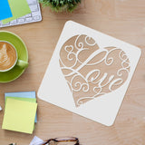 Globleland Plastic Reusable Drawing Painting Stencils Templates, for Painting on Scrapbook Paper Wall Fabric Floor Furniture Wood, Square, Heart Pattern, 300x300mm