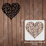 Globleland Plastic Reusable Drawing Painting Stencils Templates, for Painting on Scrapbook Paper Wall Fabric Floor Furniture Wood, Square, Heart Pattern, 300x300mm