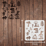 Globleland Plastic Reusable Drawing Painting Stencils Templates, for Painting on Scrapbook Fabric Tiles Floor Furniture Wood, Square, Mushroom Pattern, 300x300mm