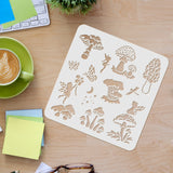 Globleland Plastic Reusable Drawing Painting Stencils Templates, for Painting on Scrapbook Fabric Tiles Floor Furniture Wood, Square, Mushroom Pattern, 300x300mm