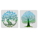 Globleland Plastic Drawing Painting Stencils Templates Sets, Square with Tree Pattern, Tree Pattern, 30x30cm, 2 patterns/set