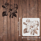 Globleland Plastic Reusable Drawing Painting Stencils Templates, for Painting on Scrapbook Fabric Tiles Floor Furniture Wood, Square, Floral Pattern, 300x300mm