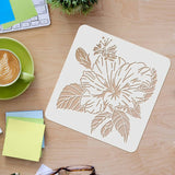 Globleland Plastic Reusable Drawing Painting Stencils Templates, for Painting on Scrapbook Fabric Tiles Floor Furniture Wood, Square, Floral Pattern, 300x300mm