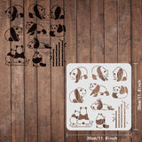 Globleland Plastic Reusable Drawing Painting Stencils Templates, for Painting on Scrapbook Fabric Tiles Floor Furniture Wood, Square, Panda Pattern, 300x300mm
