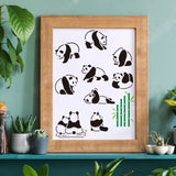 Globleland Plastic Reusable Drawing Painting Stencils Templates, for Painting on Scrapbook Fabric Tiles Floor Furniture Wood, Square, Panda Pattern, 300x300mm