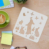 Globleland Plastic Reusable Drawing Painting Stencils Templates, for Painting on Scrapbook Fabric Tiles Floor Furniture Wood, Square, Rabbit Pattern, 300x300mm