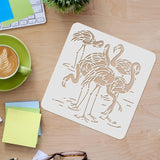 Globleland Plastic Reusable Drawing Painting Stencils Templates, for Painting on Scrapbook Fabric Tiles Floor Furniture Wood, Square, Flamingo Pattern, 300x300mm