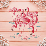 Globleland Plastic Reusable Drawing Painting Stencils Templates, for Painting on Scrapbook Fabric Tiles Floor Furniture Wood, Square, Flamingo Pattern, 300x300mm