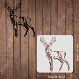 Globleland Plastic Reusable Drawing Painting Stencils Templates, for Painting on Scrapbook Fabric Tiles Floor Furniture Wood, Square, Deer Pattern, 300x300mm