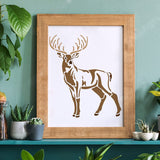 Globleland Plastic Reusable Drawing Painting Stencils Templates, for Painting on Scrapbook Fabric Tiles Floor Furniture Wood, Square, Deer Pattern, 300x300mm