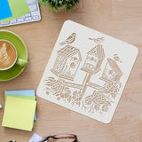 Globleland Plastic Reusable Drawing Painting Stencils Templates, for Painting on Scrapbook Fabric Tiles Floor Furniture Wood, Square, Bird Pattern, 300x300mm