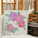 Globleland Plastic Reusable Drawing Painting Stencils Templates, for Painting on Scrapbook Fabric Tiles Floor Furniture Wood, Square, Rose Pattern, 300x300mm