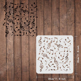 Globleland Plastic Reusable Drawing Painting Stencils Templates, for Painting on Scrapbook Fabric Tiles Floor Furniture Wood, Square, Musical Note Pattern, 300x300mm